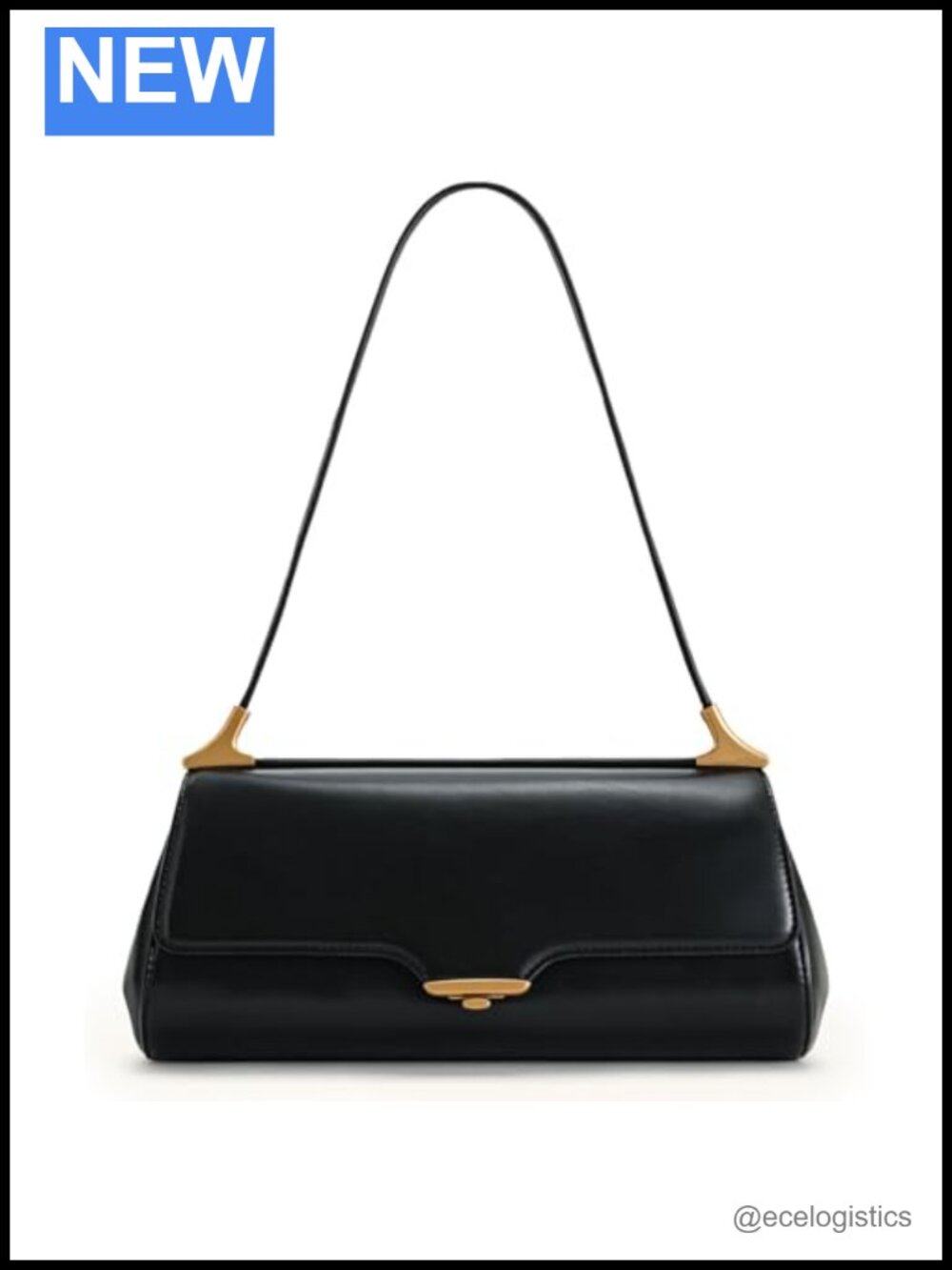 Vegan Leather Shoulder Bag with Gold Hardware, Fits iPhone 15 Pro Max